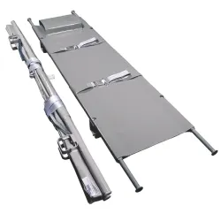 Aluminium brancard volgens DIN 13024 K met 4 zwenkwielen